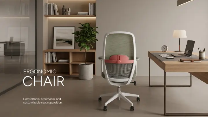 Comfortable, breathable, customizable seating A stylish ergonomic chair with a breathable mesh back and lumbar cushion - designed for personalized comfort in modern home and office spaces.