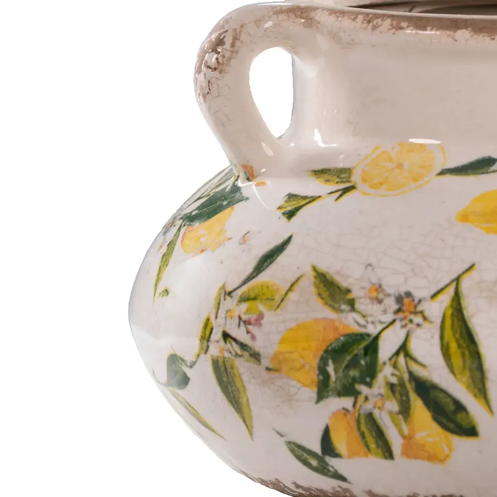 Lemon Pattern Planter With Handle-CU1