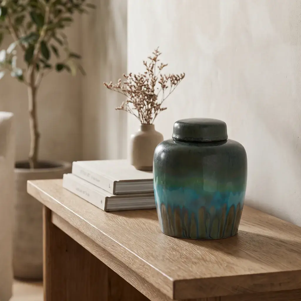 Ceramic Lidded Jar 13.3 X 13.3 X 15.2 cm